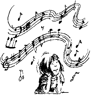 Girl with musical notes
